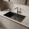 Pure.Sink Luxion Large Gun metal sink 74x40 cm undermount, flush mount, and top mount PLX7440-61
